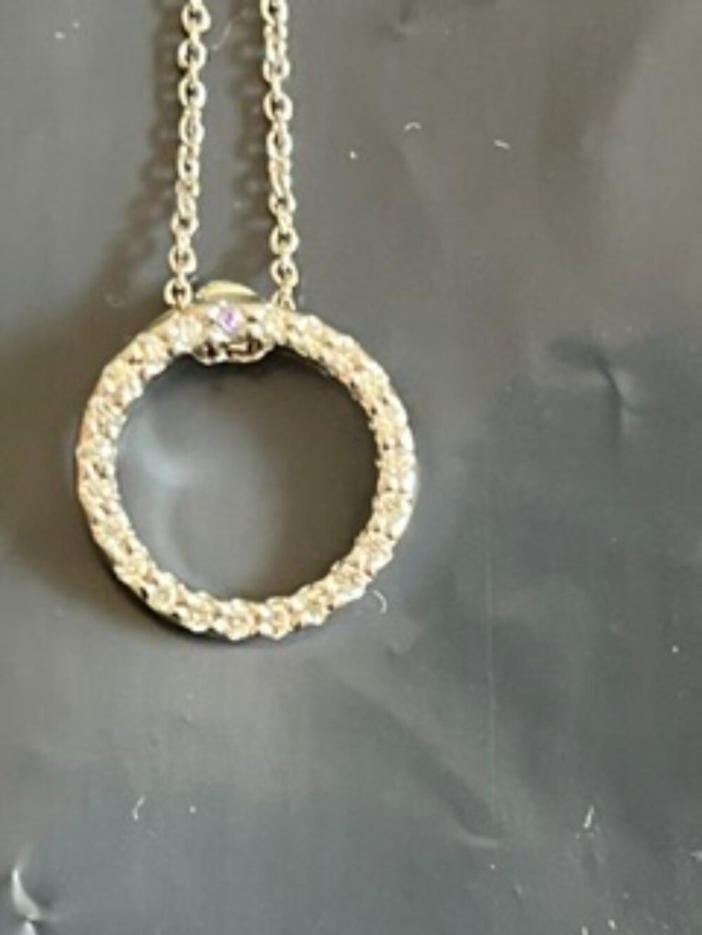 Roberto Coin Tiny Treasures Diamond Circle Necklace- White Gold
